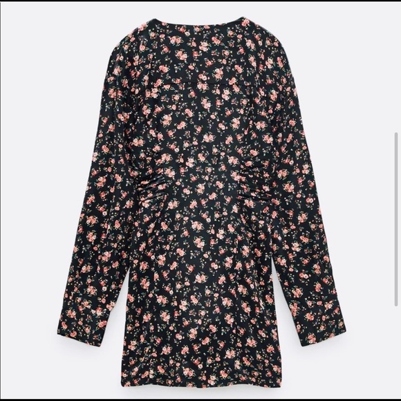 NEW Zara Floral Print Mini Dress W Ruched Waist - Picture 5 of 7
